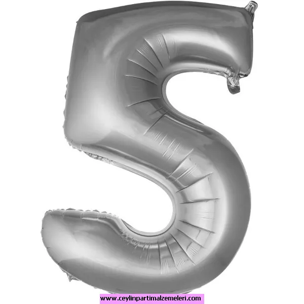 5 Rakam Gümüş Folyo Balon